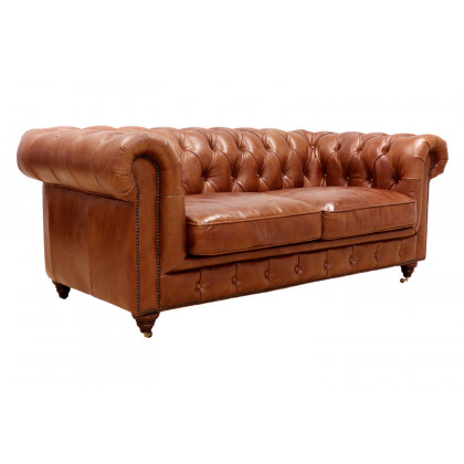 Pasargad - Genuine Leather Chester Bay Tufted Loveseat