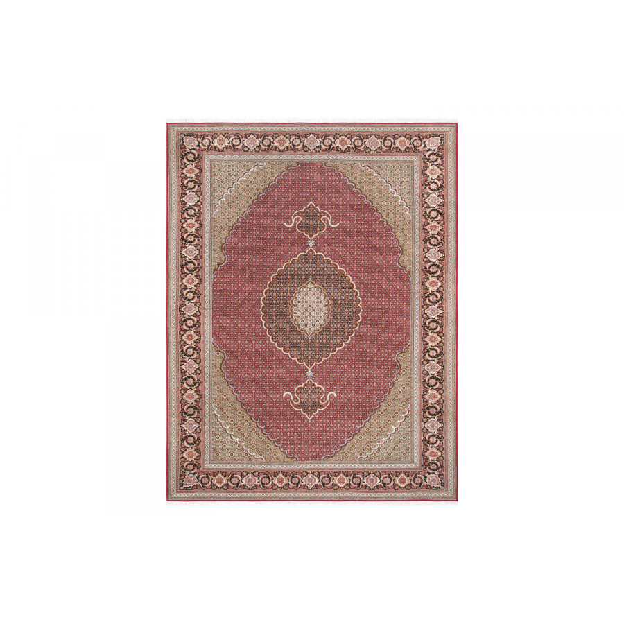 Pasargad Tabriz Collection Hand-Knotted Silk and Wool Area Rug (MAHI RED 7X10) - 79'' x 117''