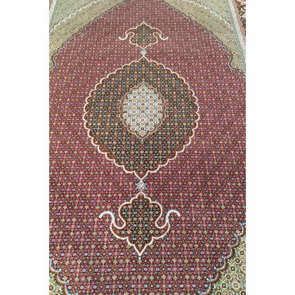 Pasargad Tabriz Collection Hand-Knotted Silk and Wool Area Rug (MAHI RED 7X10) - 79'' x 117''