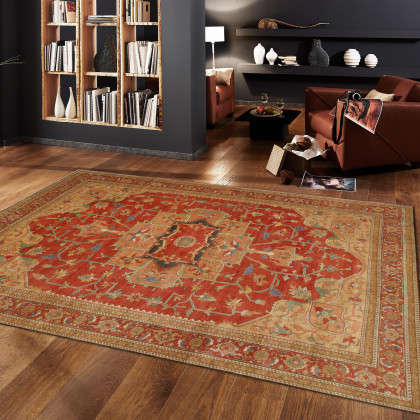 Pasargad Serapi Collection Hand-Knotted Wool Area Rug - Rust, 95" x 119" (P-2 8x10)