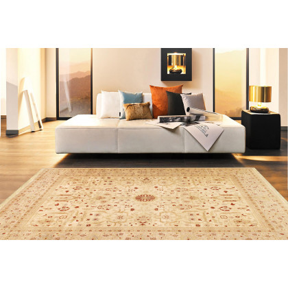 Pasargad Nomad Art Collection Hand-Knotted Lamb's Wool Area Rug (P-20 IVORY 9X12) - 111'' x 146''