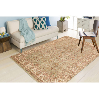 Pasargad Tabriz Collection Hand-Knotted Lamb's Wool Area Rug (P-501 S.GREEN 8X10) - 94'' x 118''