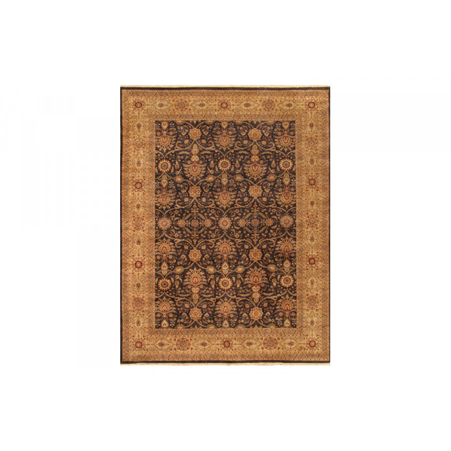 Pasargad Tabriz Collection Hand-Knotted Lamb's Wool Area Rug (P-701 BLACK 9X12) - 106'' x 140''