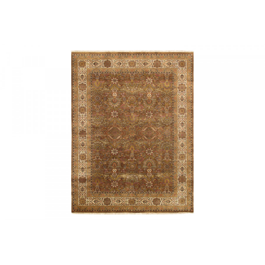 Pasargad Tabriz Collection Hand-Knotted Lamb's Wool Area Rug (P-701 M.BROWN 9X12) - 108'' x 143''