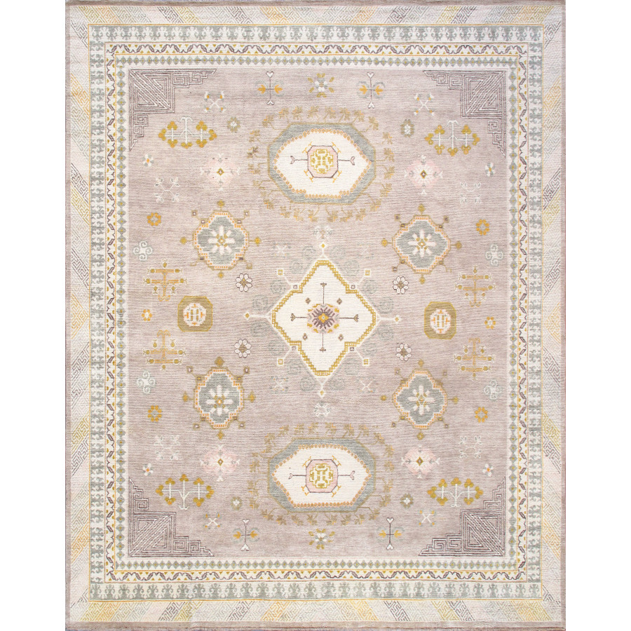 Pasargad Khotan Collection Hand-Knotted Wool Area Rug - Camel, 97" x 120" (PA-26 8x10)