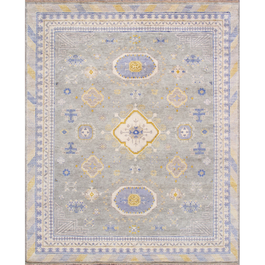 Pasargad - Khotan Collection Hand-Knotted Wool Area Rug in L. Blue, 97" x 120" (PA-26C 8x10)