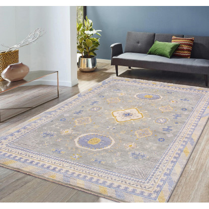 Pasargad - Khotan Collection Hand-Knotted Wool Area Rug in L. Blue, 97" x 120" (PA-26C 8x10)