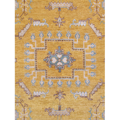 Pasargad - Khotan Collection Hand-Knotted Wool Area Rug in Gold, 107" x 146" (PA-28B 9x12)