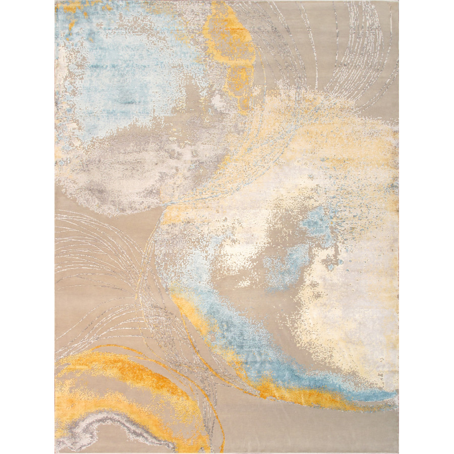 Pasargad - Modern Collection Hand-Knotted Silk/Wool Area Rug in Beige/Gray, 113" x 149" (PA-9 9x12)