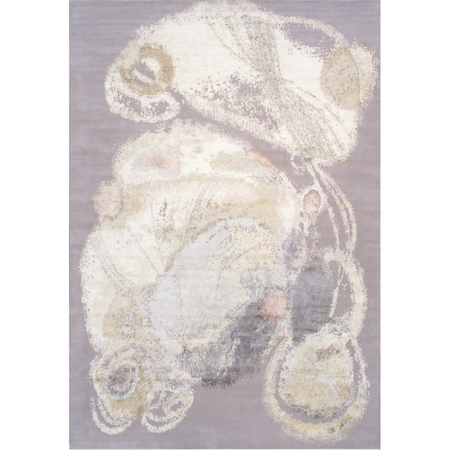 Pasargad - Modern Collection Hand-Knotted Silk/Wool Area Rug in Ivory/Gray, 119" x 173" (pas-07 10x14)