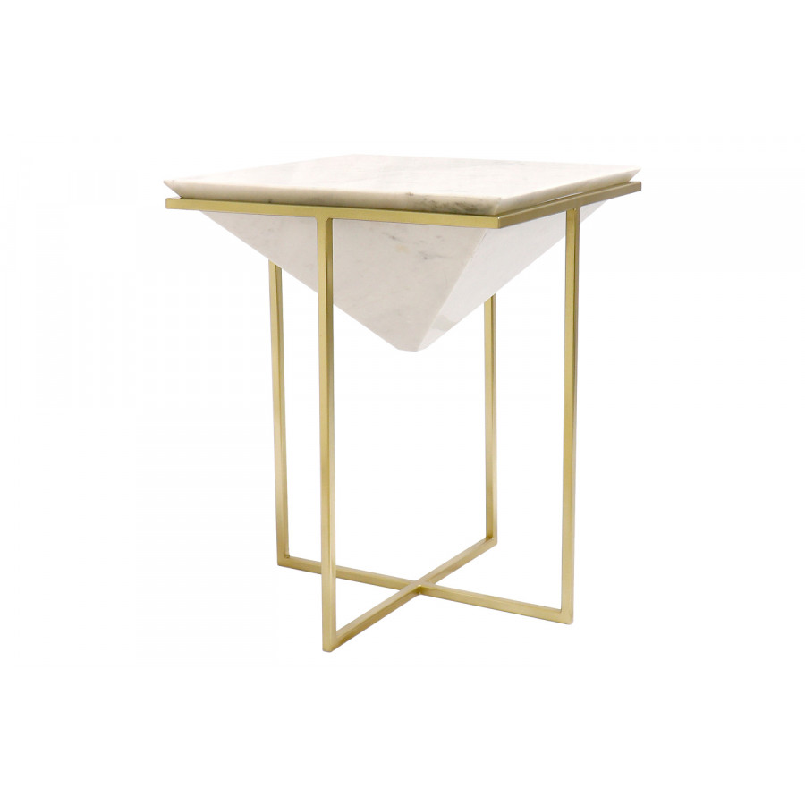 Pasargad - Perama Marble and Stainless Steel Side Table