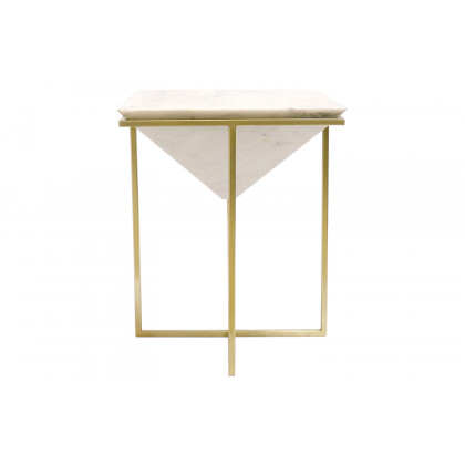 Pasargad - Perama Marble and Stainless Steel Side Table