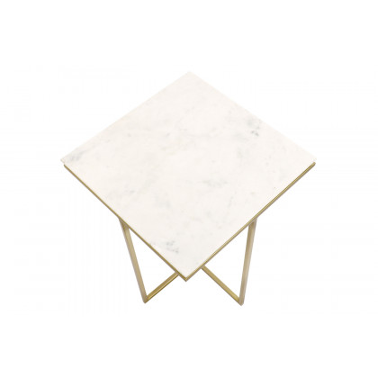 Pasargad - Perama Marble and Stainless Steel Side Table