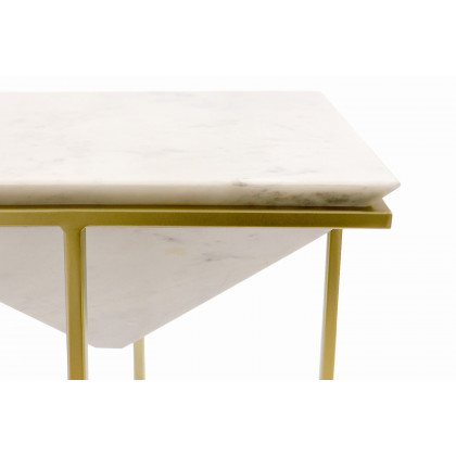 Pasargad - Perama Marble and Stainless Steel Side Table
