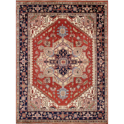 Pasargad - Serapi Collection Hand-Knotted Rust/Navy Wool Area Rug PB-10B