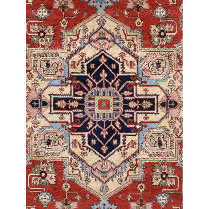 Pasargad Serapi Collection Hand-Knotted Wool Area Rug - Rust/Navy, 115" x 119" (PB-10B 10x10)