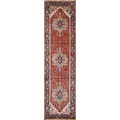 Pasargad - Serapi Collection Hand-Knotted Rust/Navy Wool Area Rug PB-10B