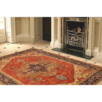 Pasargad Serapi Collection Hand-Knotted Rust/Navy Wool Area Rug (PB-10B 8X10) - 95'' x 119''