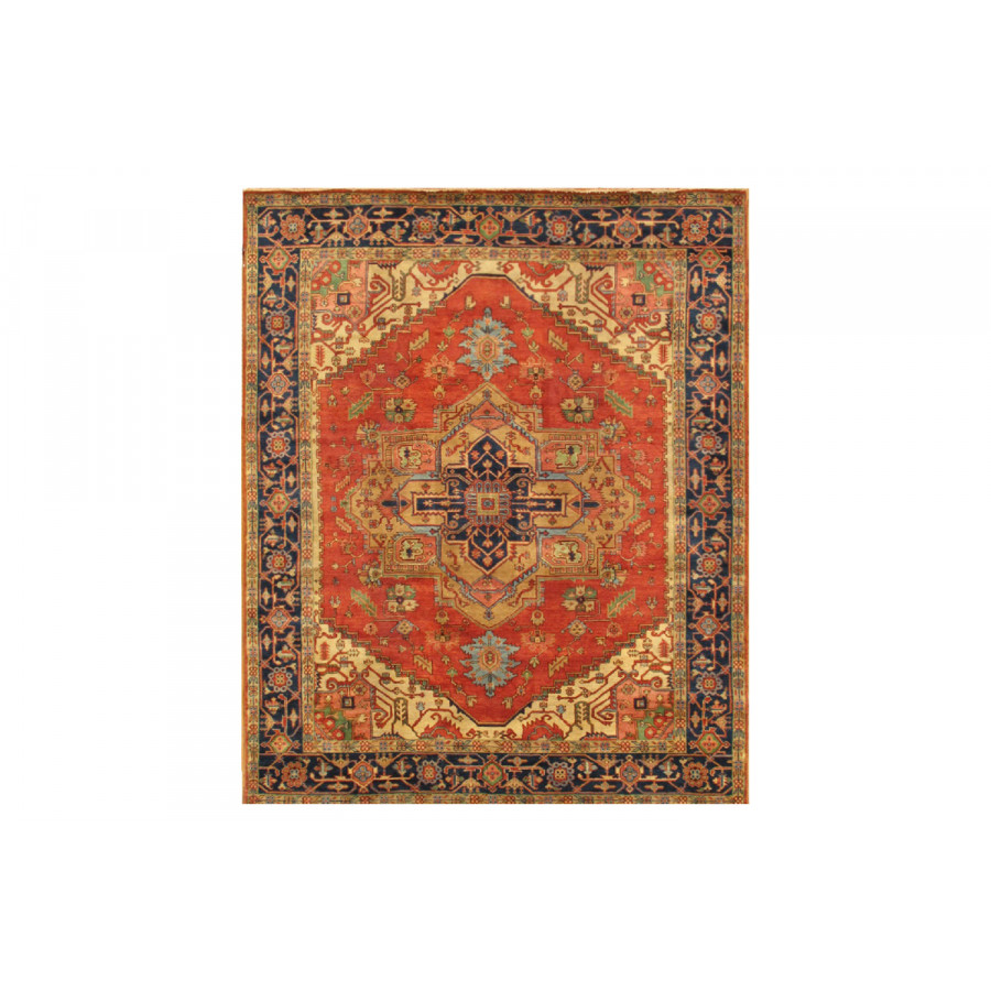 Pasargad - Serapi Collection Hand-Knotted Rust/Navy Wool Area Rug PB-10B