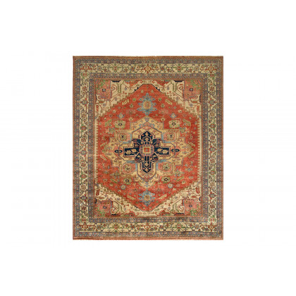 Pasargad - Serapi Collection Hand-Knotted Rust/Navy Wool Area Rug PB-10B