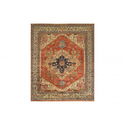 Pasargad - Serapi Collection Hand-Knotted Rust/Navy Wool Area Rug PB-10B