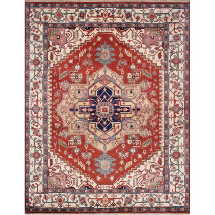 Pasargad - Serapi Collection Hand-Knotted Rust/Navy Wool Area Rug PB-10B