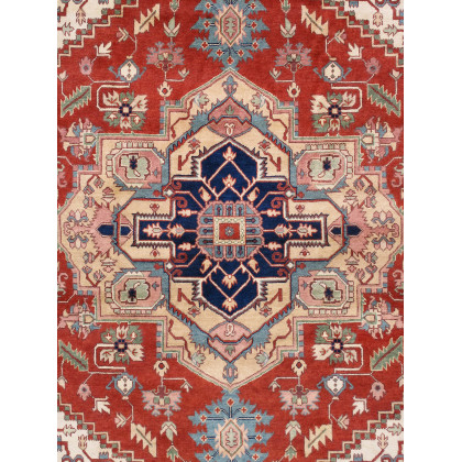 Pasargad Serapi Collection Hand-Knotted Wool Area Rug - Rust/Ivory, 95" x 97" (PB-10B IVO 8x8)