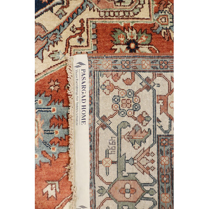 Pasargad Serapi Collection Hand-Knotted Wool Area Rug - Rust/Ivory, 95" x 97" (PB-10B IVO 8x8)