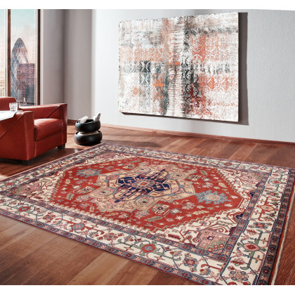 Pasargad Serapi Collection Hand-Knotted Wool Area Rug - Rust/Ivory, 95" x 97" (PB-10B IVO 8x8)