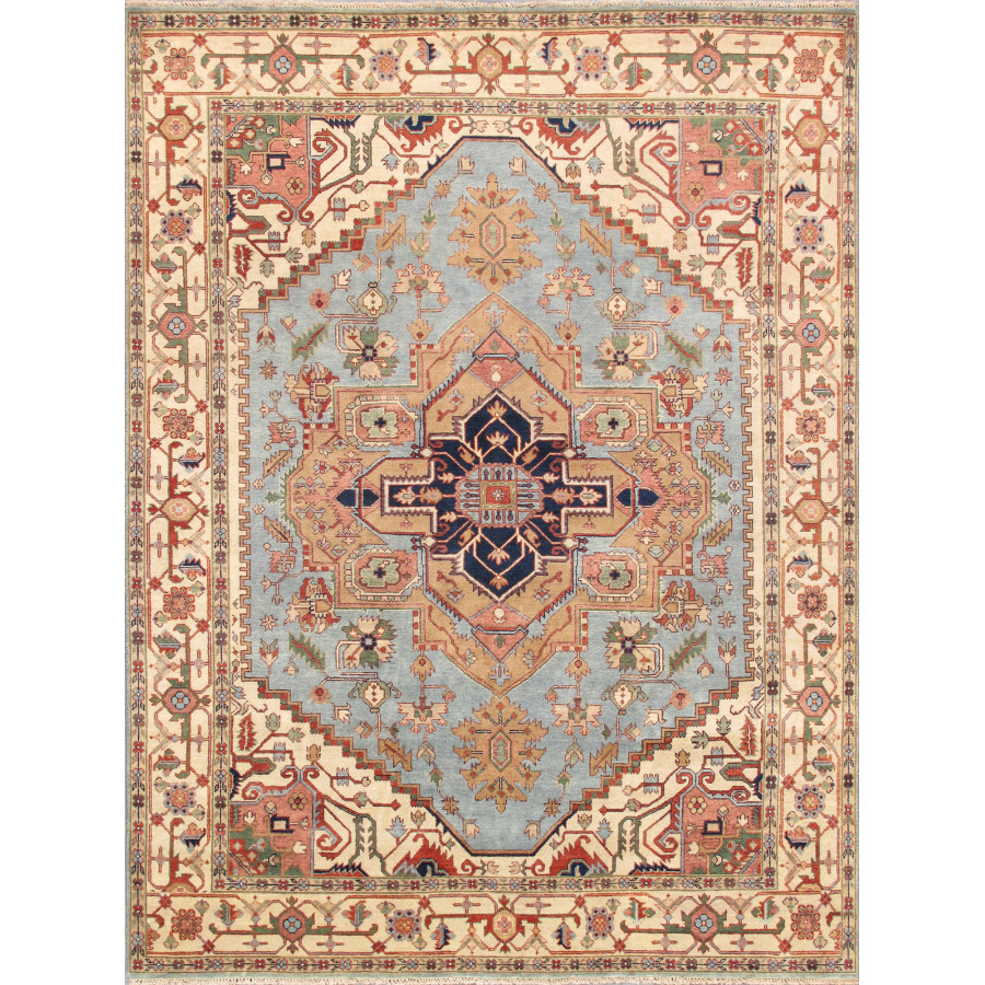 Pasargad Serapi Collection Hand-Knotted Wool Area Rug - L. Blue/Ivory, 117" x 120" (PB-10BLB 10x10)