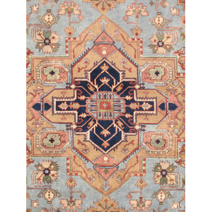 Pasargad Serapi Collection Hand-Knotted Wool Area Rug - L. Blue/Ivory, 142" x 179" (PB-10BLB 12x15)