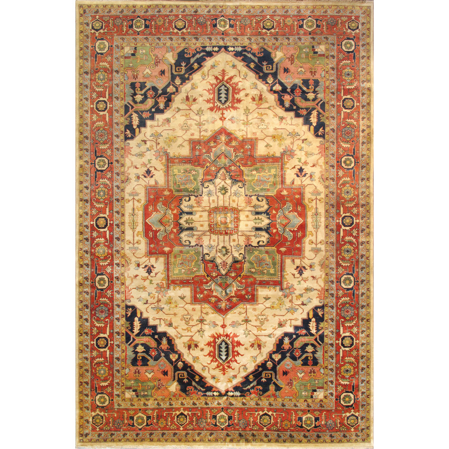 Pasargad Serapi Collection Hand-Knotted Lamb's Wool Area Rug - Ivory/Rust, 144" x 218" (PB-20 IVORY 12X18)
