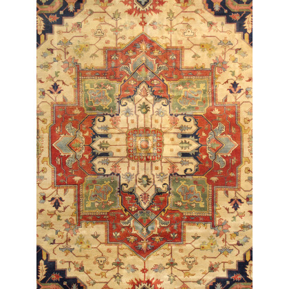 Pasargad Serapi Collection Hand-Knotted Lamb's Wool Area Rug - Ivory/Rust, 144" x 218" (PB-20 IVORY 12X18)