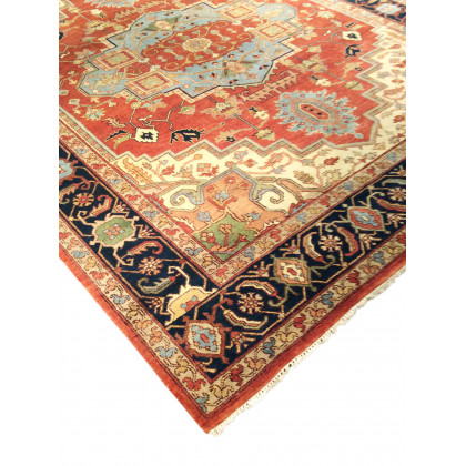 Pasargad - Serapi Collection Hand-Knotted Wool Area Rug in Rust/Navy, 96" x 122" (PB-5BN 8x10)