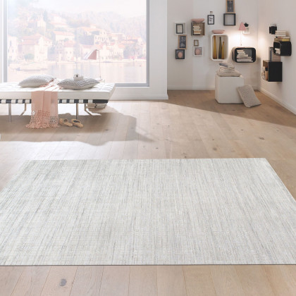 Pasargad Slate Collection Hand-Loomed Bamboo Silk/Wool Area Rug - Ivory/Beige, 96" x 120" (pbfe-02 8x10)