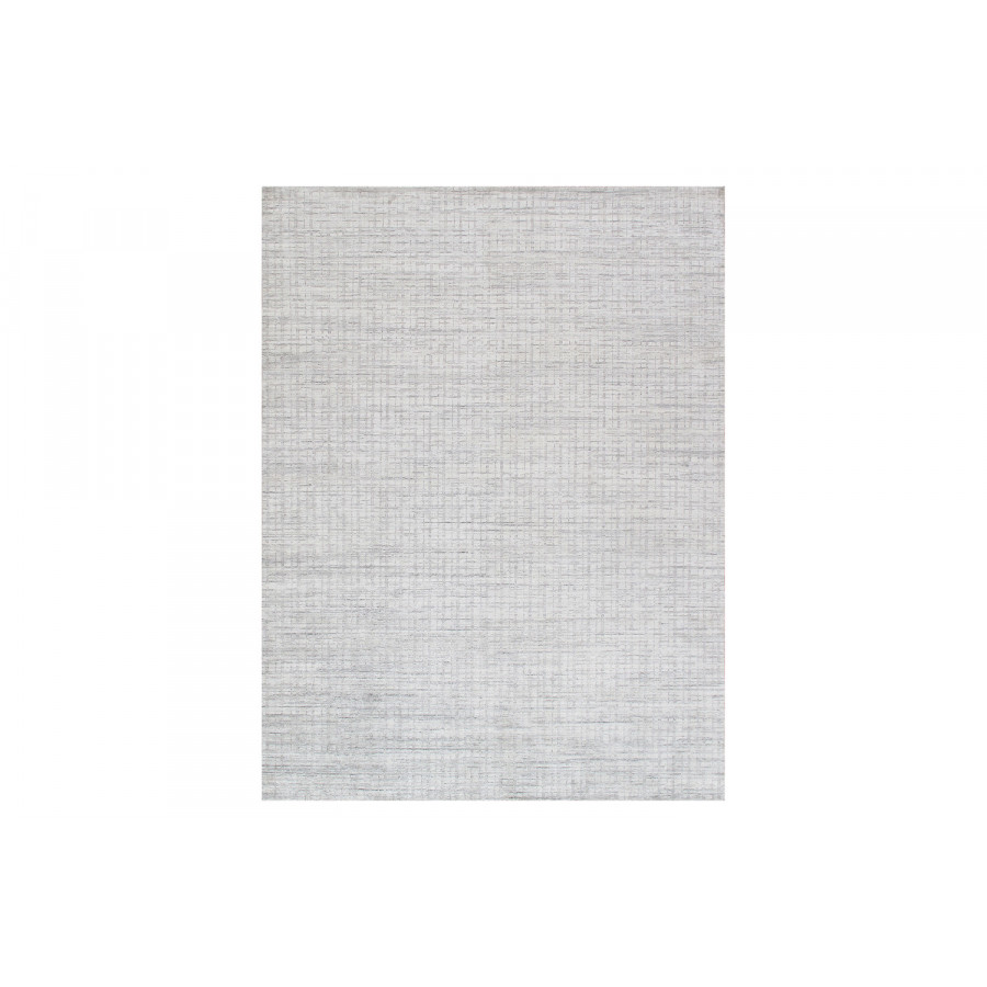 Pasargad Slate Collection Hand-Loomed Ivory/Silver Bamboo Silk and Wool Area Rug (PBFE-04 9X12) - 108'' x 144''