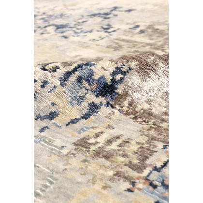 Pasargad Modern Collection Hand-Knotted Silk/Wool Area Rug - Beige/Blue, 107" x 143" (PBSH-62 9x12)