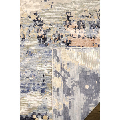 Pasargad Modern Collection Hand-Knotted Silk/Wool Area Rug - Beige/Blue, 107" x 143" (PBSH-62 9x12)