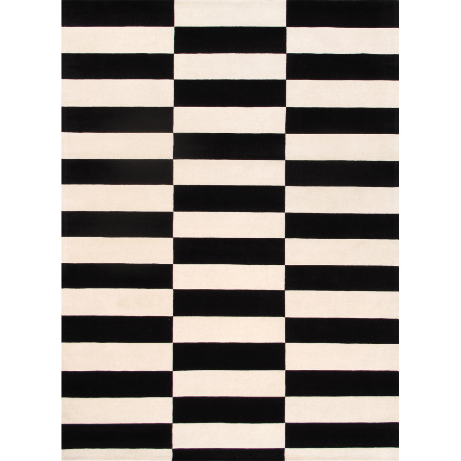 Pasargad Rodeo Collection Hand-Tufted Bamboo Silk/Wool Area Rug - White/Black, 93" x 117" (PCC-04 8X10)