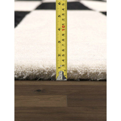 Pasargad Rodeo Collection Hand-Tufted Bamboo Silk/Wool Area Rug - White/Black, 93" x 117" (PCC-04 8X10)