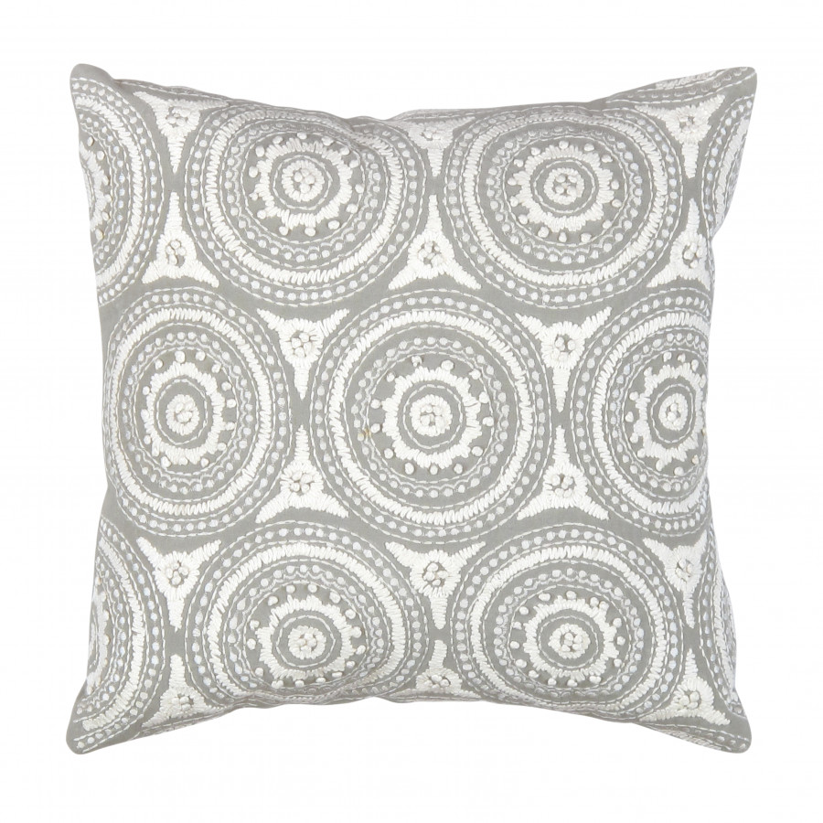 Pasargad - Naples Rectangular Pattern 1 Pillow in Gray/Ivory, Cotton/Bamboo Silk