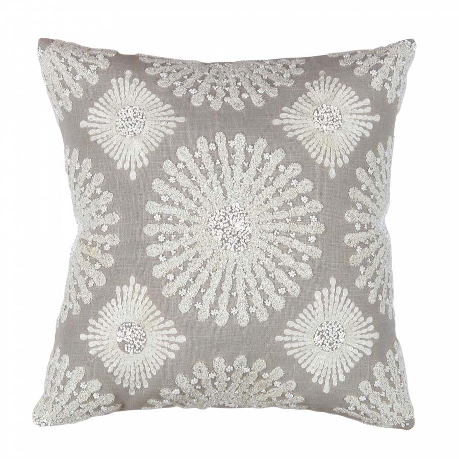 Pasargad - Naples Rectangular Pattern 3 Pillow in Gray/Ivory, Cotton/Bamboo Silk