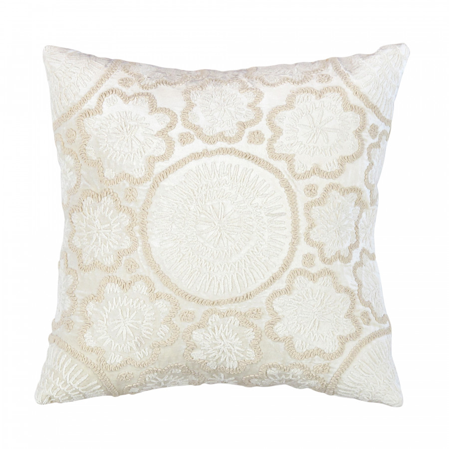 Pasargad - Naples Rectangular Pillow in Ivory/Beige, Cotton/Bamboo Silk