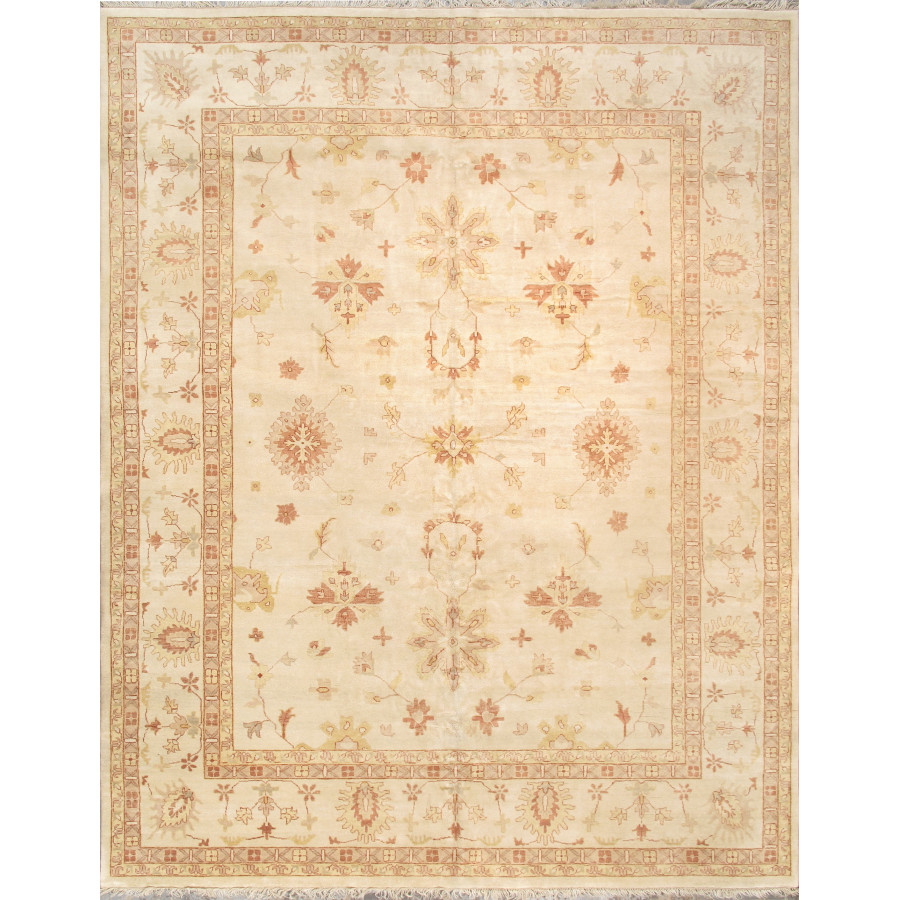 Pasargad - Oushak Collection Hand-Knotted Lamb's Wool Area Rug in Ivory, 141" x 179" (PD-1324 12X15)