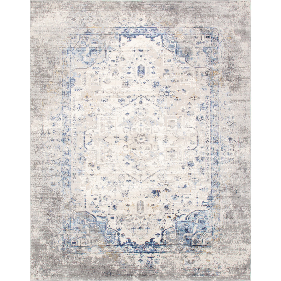 Pasargad Efes Collection Power Loom Polypropylene/Polyester Area Rug - L. Gray/L. Blue, 72" x 108" (pd-169b 6x9)