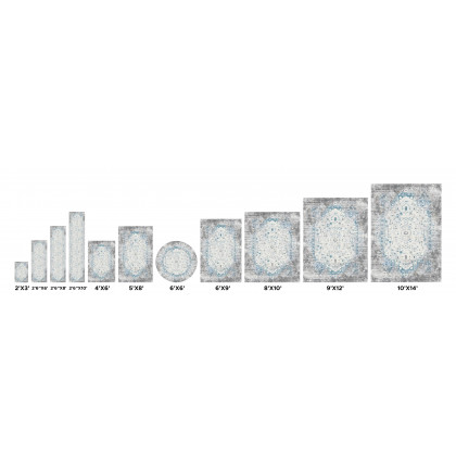 Pasargad Efes Collection Power Loom Polypropylene/Polyester Area Rug - L. Gray/L. Blue, 72" x 108" (pd-169b 6x9)