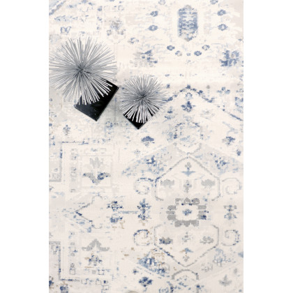 Pasargad Efes Collection Power Loom Polypropylene/Polyester Area Rug - L. Gray/L. Blue, 72" x 72" (pd-169b 6xround)