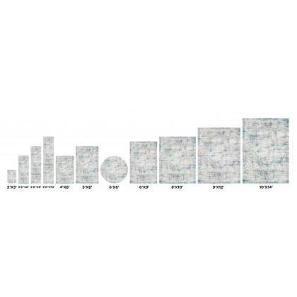 Pasargad Efes Collection Power Loom Polypropylene/Polyester Area Rug - L. Gray/L. Blue, 102" x 138" (pd-171b 9x12)