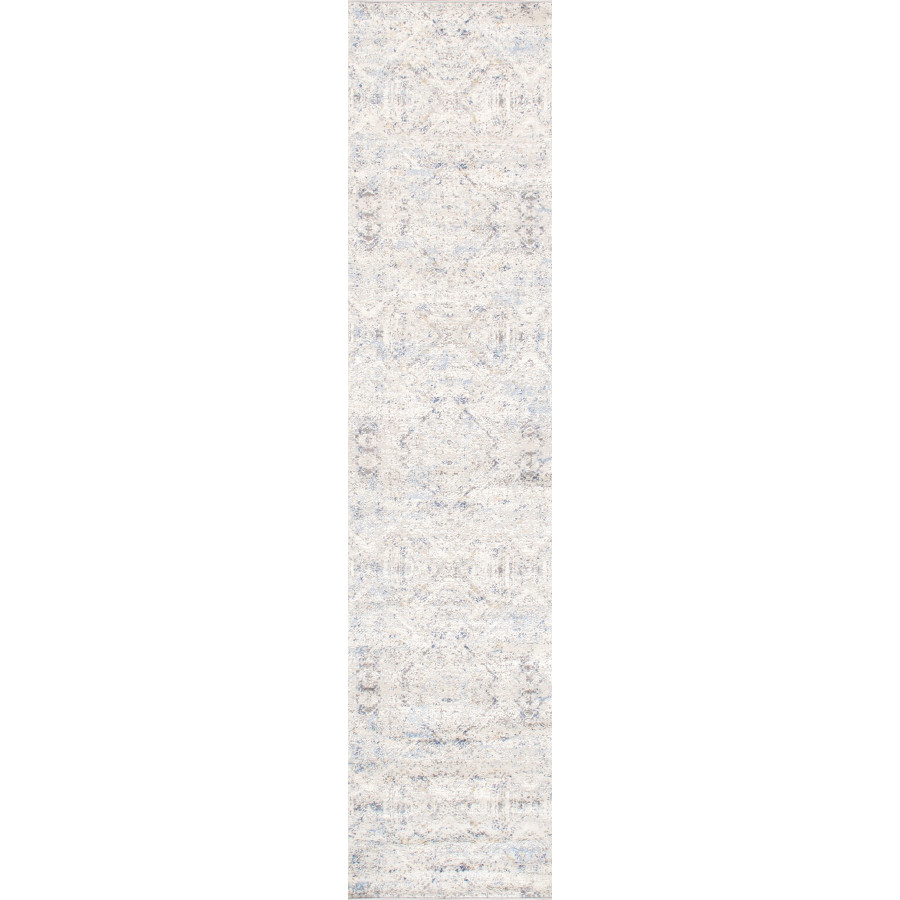 Pasargad Efes Collection Power Loom Polypropylene/Polyester Area Rug - L. Gray/L. Blue, 30" x 120" (pd-189b 2.6x10)