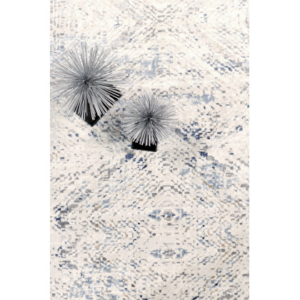 Pasargad Efes Collection Power Loom Polypropylene/Polyester Area Rug - L. Gray/L. Blue, 30" x 120" (pd-189b 2.6x10)